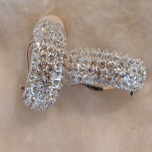 Vintage silver tone Caro earrings with crystals